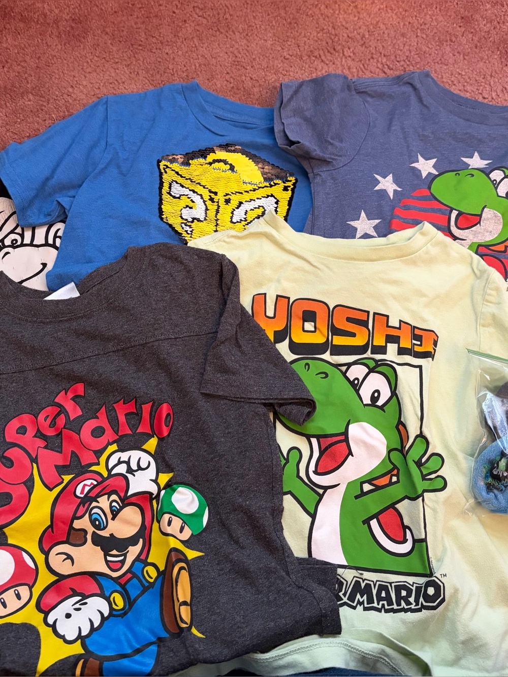 Super Mario & Yoshi Kids Graphic Tee - Green, Blue, Gray